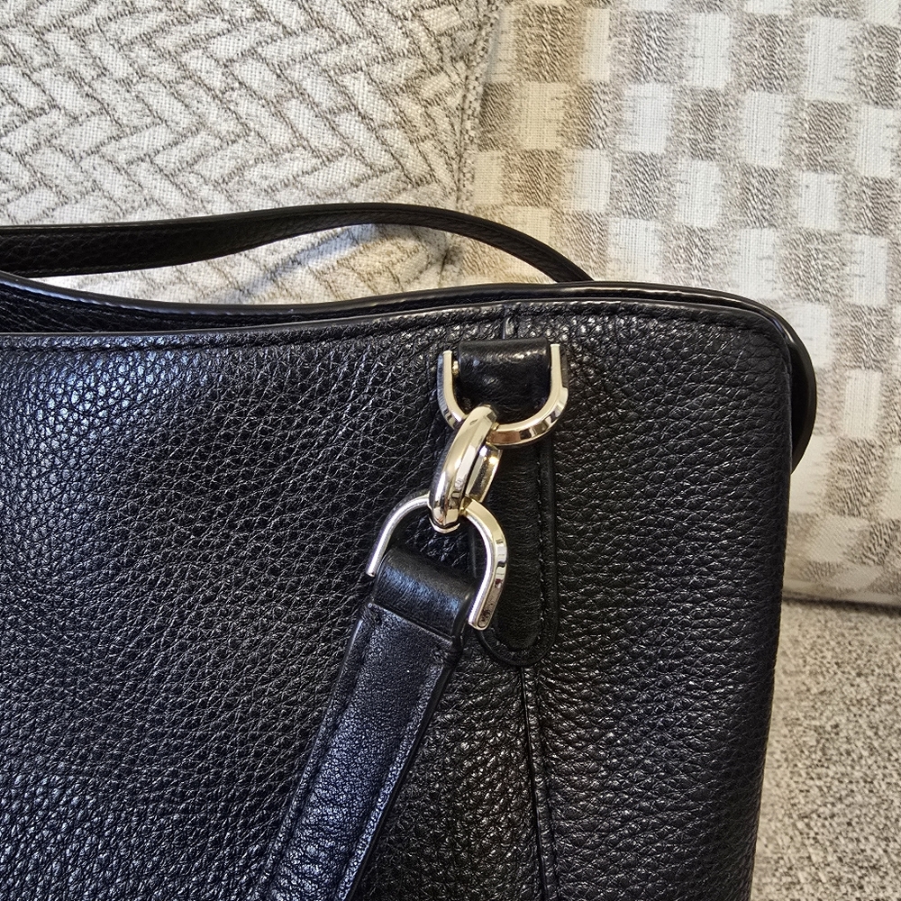 ♡ Kate Spade Black Leather Tote Bag EUC - Picture 5 of 11